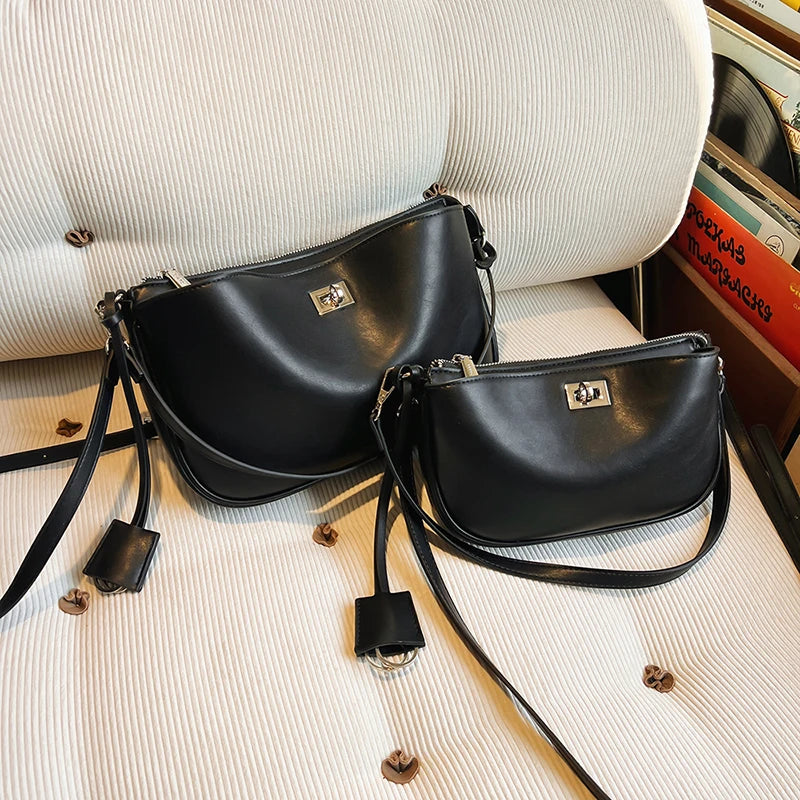 Luxury Rodeo Women Shoulder Bags Cowhide Leather Brand Black Handbags For Women Fashion Gold Silver Buckle Design Underarm Bags