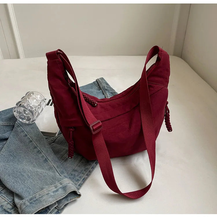 Leisure Unisex Crossbody Bags Summer New Campus Sports Style Shoulder Hobos Bag Solid Color Large Capacity Messenger Bag