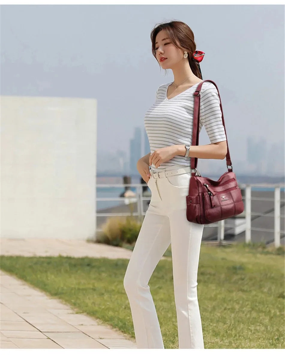 High Quality Soft Leather Luxury Purses and Handbags Women's Bag Designer Multi-pocket Crossbody Shoulder Bag for Women 2024 Sac
