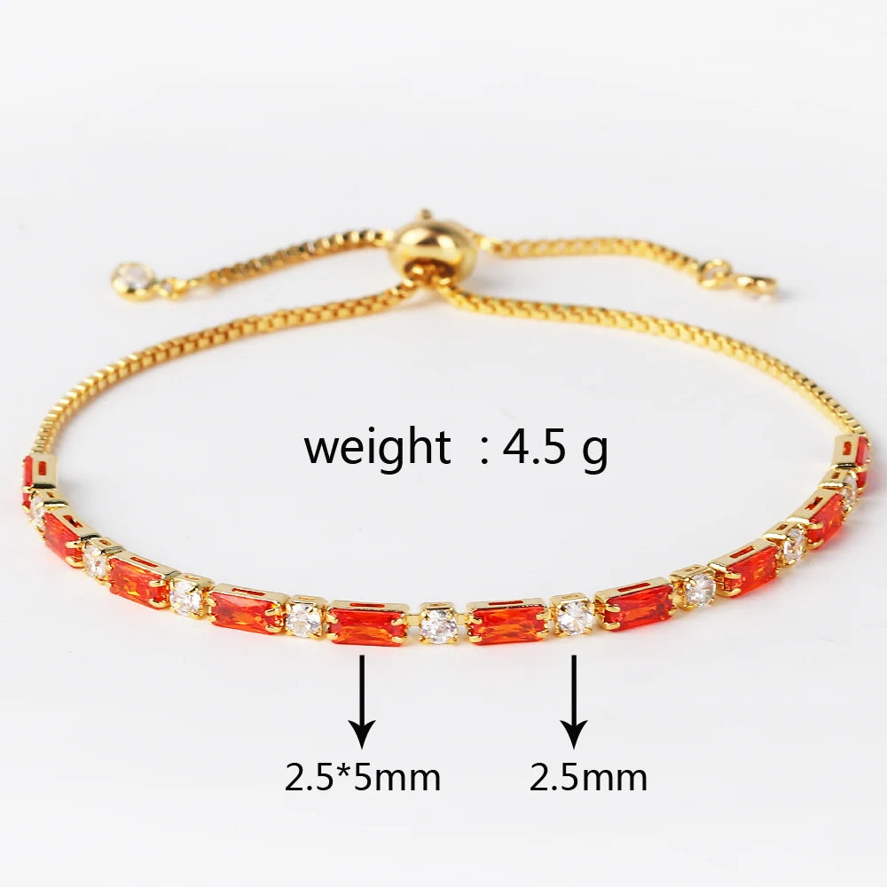 Luxury Rainbow Iced Out Zircon Tennis CZ Bracelet Women's Stretch Adjustable Bracelet Hippie Fashion Accessories Jewelry Gifts