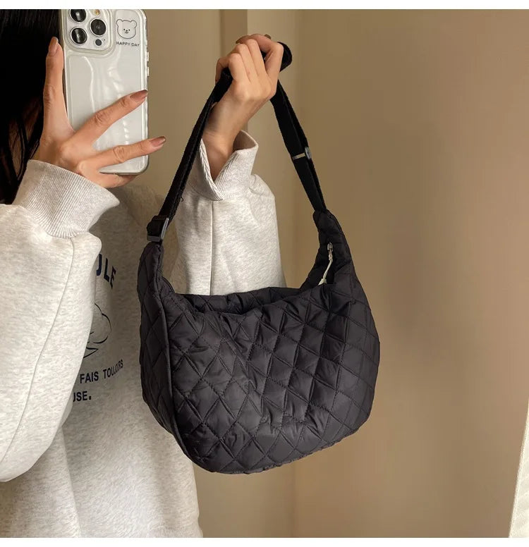 2025 Spring Grid Dumpling Bag Women Crossbody Shoulder Bag ins Design Casual Daily Use Purse