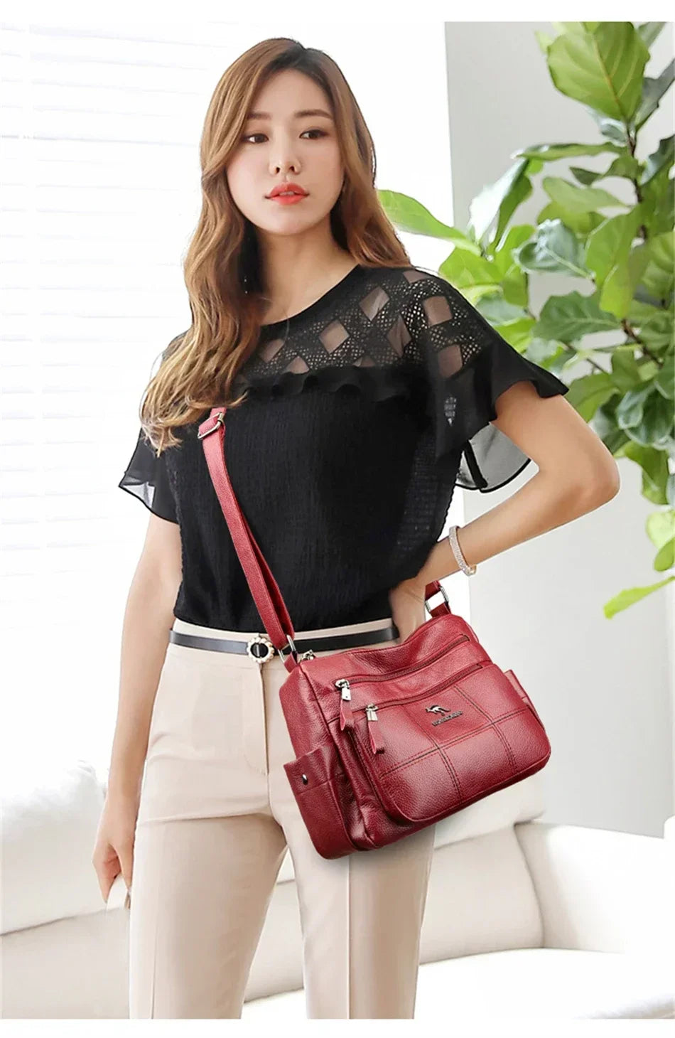 High Quality Soft Leather Luxury Purses and Handbags Women's Bag Designer Multi-pocket Crossbody Shoulder Bag for Women 2024 Sac