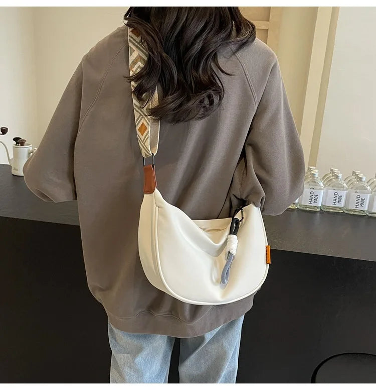 Fashion Crossbody Bag Simple Wide Shoulder Strap Design Single Shoulder Bag Original Style Commuting Dumpling Women Bag
