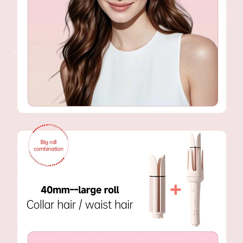 Automatic Hair Curler Negative Ion Ceramic Curling Iron - 40mm Large Wave Perm for Home Use, Lazy Person Electric Curling Wand