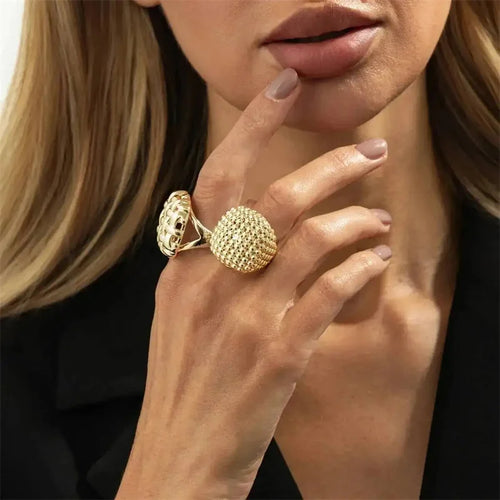 2Pcs/Set Luxury Geometric Adjustable Open Rings for Women Vintage Irregular Square Chunky Knuckle Ring Wedding Jewelry