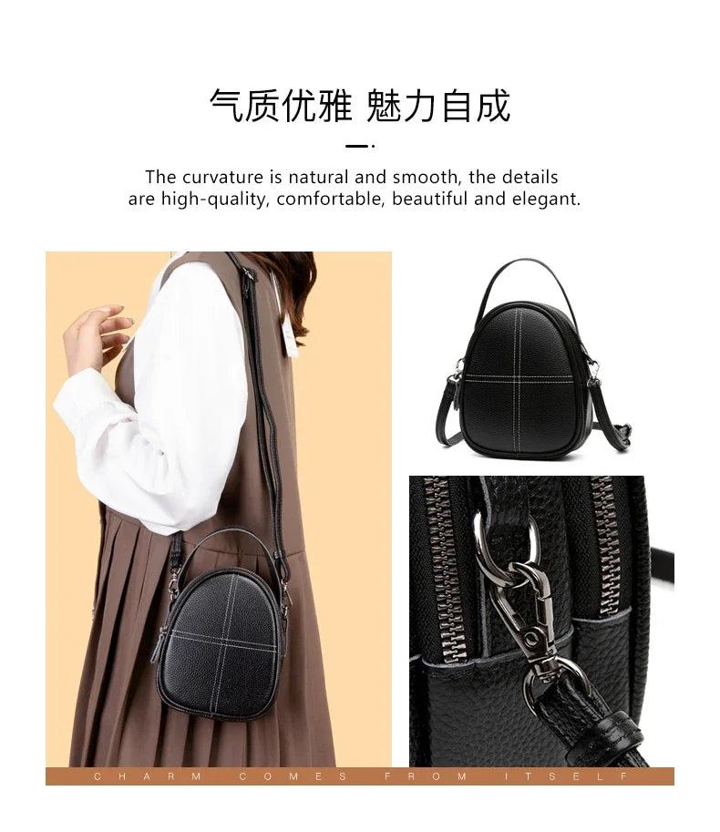 Fashionable High-end Texture Crossbody Bag Hot Sale Genuine Leather Women's Shoulder Bag Mini Mobile Phone Coin Purse Handbag