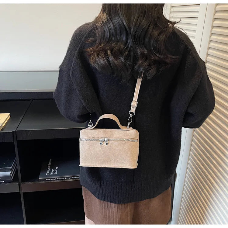 Autumn Winter Premium Suede Tote Bag Texture Simple and Versatile Crossbody Shoulder Bag Retro Vintage Stylish Lunch Box Bag