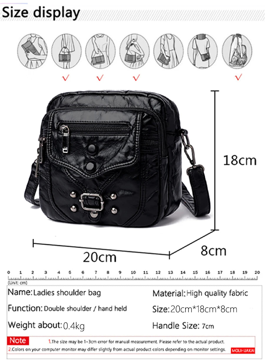 Many Pockets Shoulder Crossbody Bags for Women 2022 Brand Designr Soft Leather Handbags Leisure Style Ladies Messenger Bags Sac
