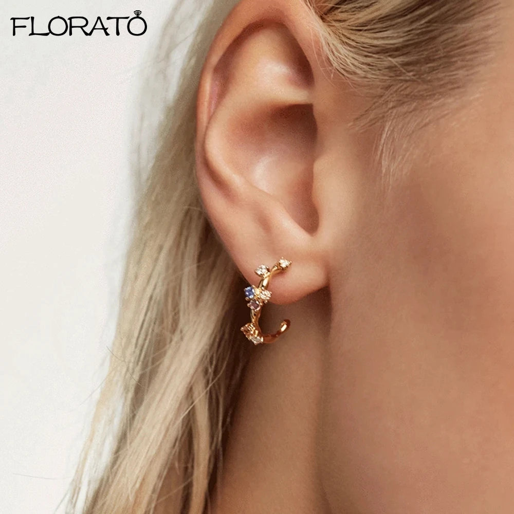 Inlaid Crystal Stud Earrings 925 Sterling Silver Ear Needle CZ Earrings For Women Fashion Popular Jewelry Exquisite Gift