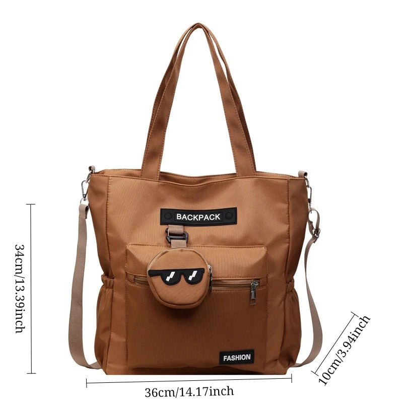 Trendy Crossbody Shoulder Bags for Women Large Capacity Commutre Tote Bag College Style Texture Versatile and Simple Storage Bag