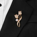 Luxury Love Heart Pearl Flower Brooch Women's Alloy Corsage Pin Tulip Flower Pins Elegant Wedding Jewelry Party Suit Accessories