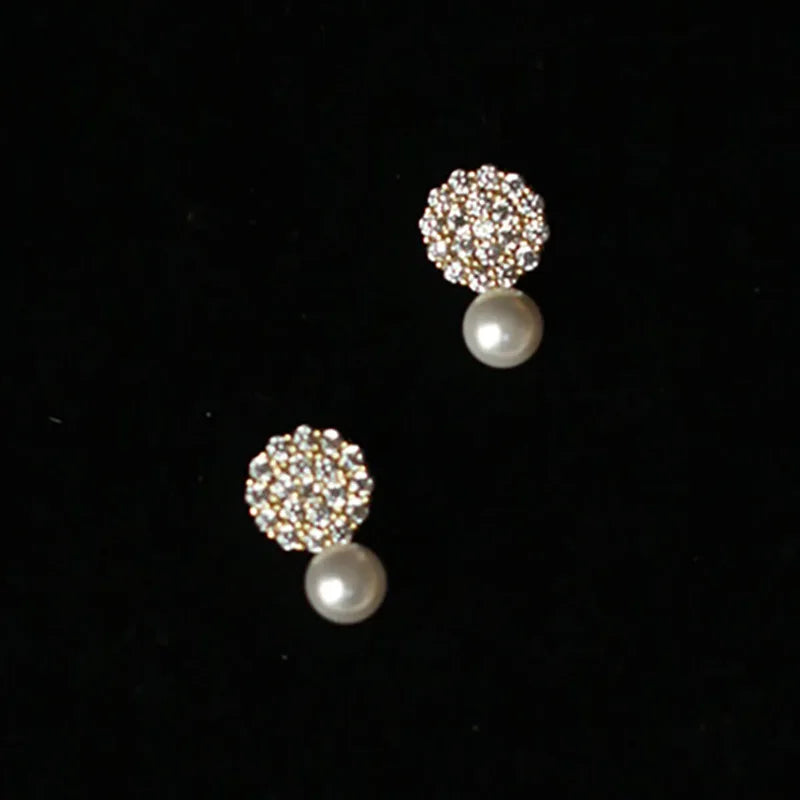 925 Sterling Silver Jewelry Exquisite Zircon Crystal Pearl Stud Earrings for Women Wedding Party Jewelry For Girls Friend Gift