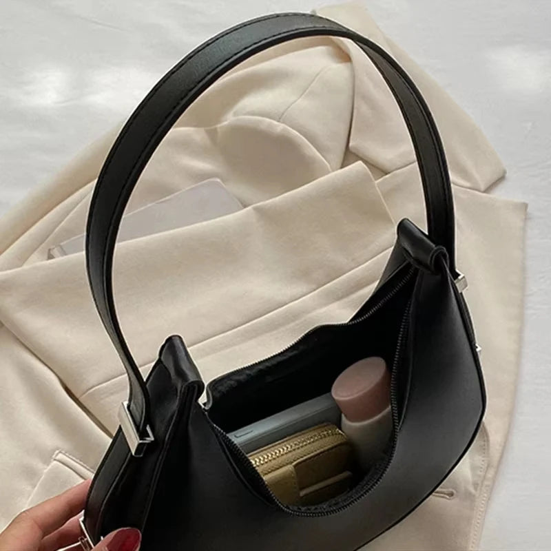 Fashion Luxury Design PU Leather Hobo Shoulder Bag Women Small Clutch Handbag Purse Female Underarm Bag Travel Totes