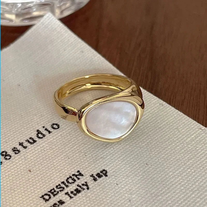 Luxury Retro Gold Color Double Oil Drip Open Rings for Women Irregular Adjustable Finger Ring 2023 New Trendy Wedding Jewelry