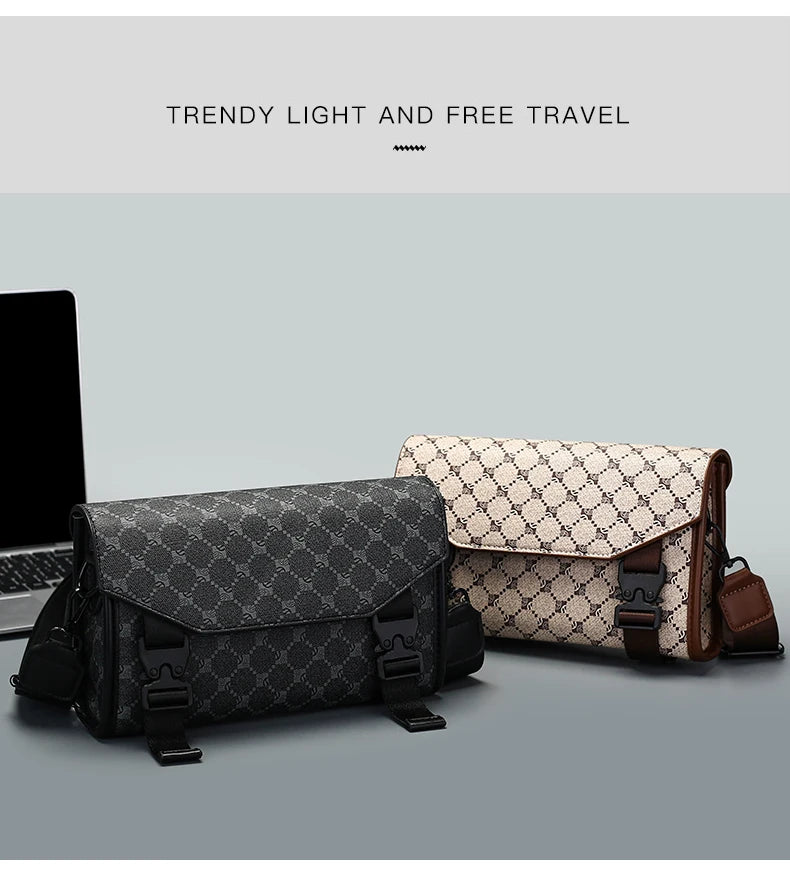 2026 New Design Shoulder Bag Men Crossbody Bag Fashion Business PU Leather Shoulder Bag Male Mobile Phone Bag Purses Handbags