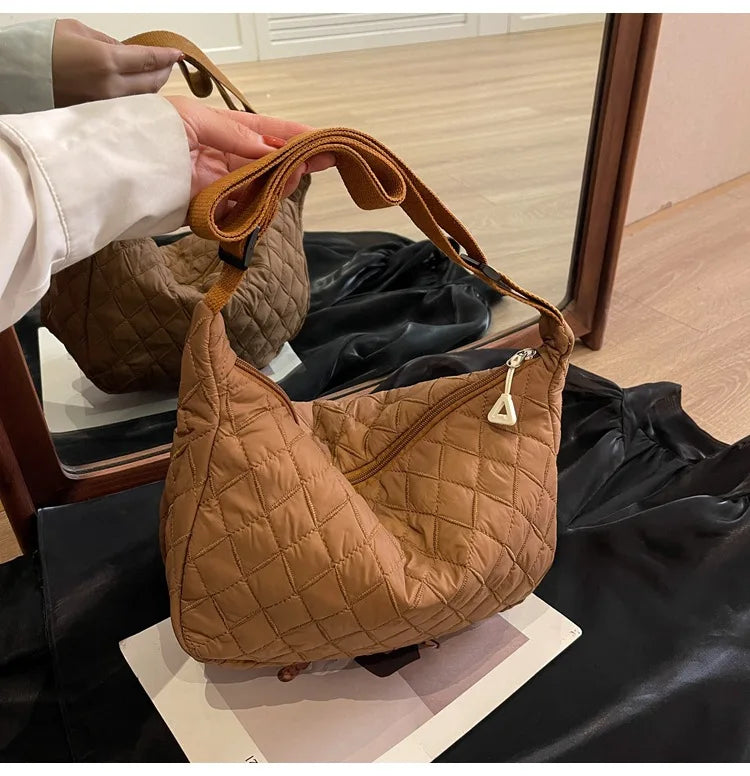 2025 Spring Grid Dumpling Bag Women Crossbody Shoulder Bag ins Design Casual Daily Use Purse