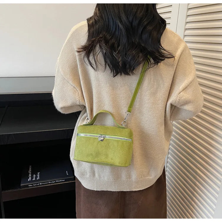 Autumn Winter Premium Suede Tote Bag Texture Simple and Versatile Crossbody Shoulder Bag Retro Vintage Stylish Lunch Box Bag