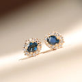 925 Sterling Silver Plated 18k Gold Blue Zircon Earrings Set With Mini Luxury Style Jewelry Accessories