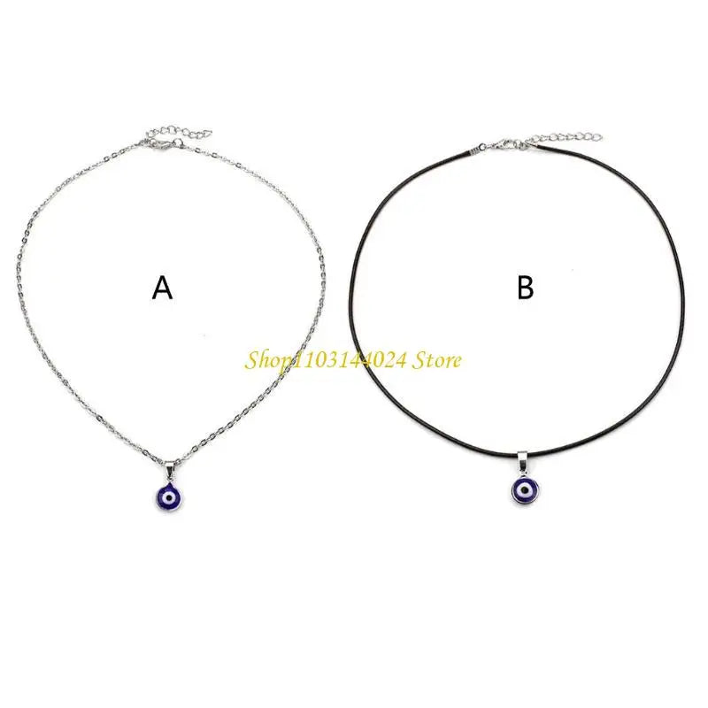 N5KE Blue for Evil Eye Pendant Necklace New Fashionable Women's Good Luck Chain Neckl