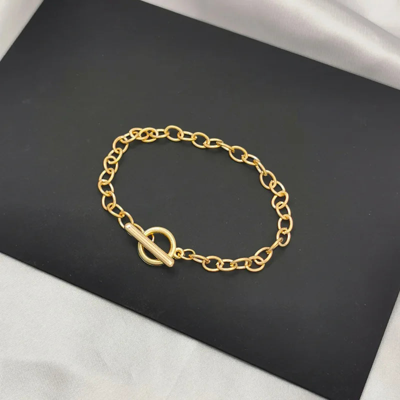 Simple Fashion Stainless Steel Bracelets Minimalist Design OT Buckle Chain Non-fading High-quality Bracelets for Women Jewelry