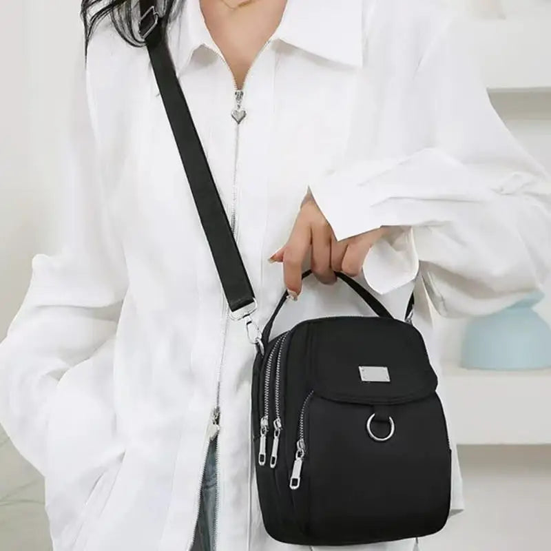 Fashion Simple Oxford Women's Crossbody Bag with Multiple Zipper Pockets Casual Mini Shoulder Bag with Chic Design for Daily Use