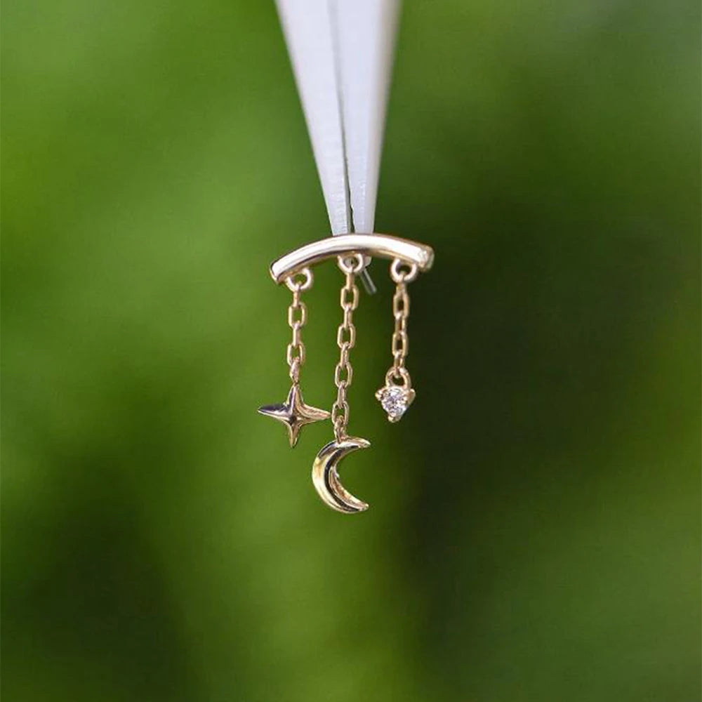 Aide 1pc 925 Sterling Silver DIY Handmake Zircon Studs For Women Flat Head Threaded Puncture Crystal Ear Bone Studs Ins Jewelry