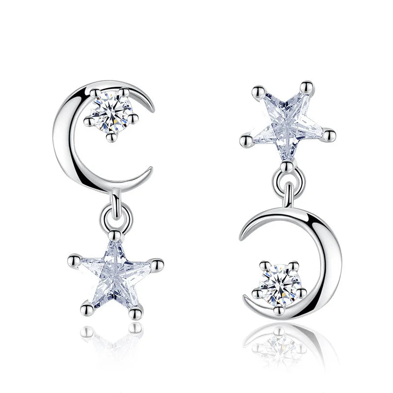 Zircon Real 925 Sterling Silver Earrings Channel Cubic Zirconia Silver Stud Earrings for Women Sterling Silver Jewelry ER454