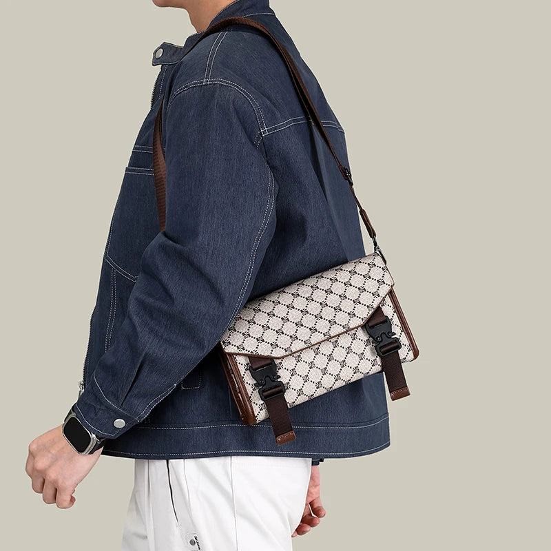 2026 New Design Shoulder Bag Men Crossbody Bag Fashion Business PU Leather Shoulder Bag Male Mobile Phone Bag Purses Handbags