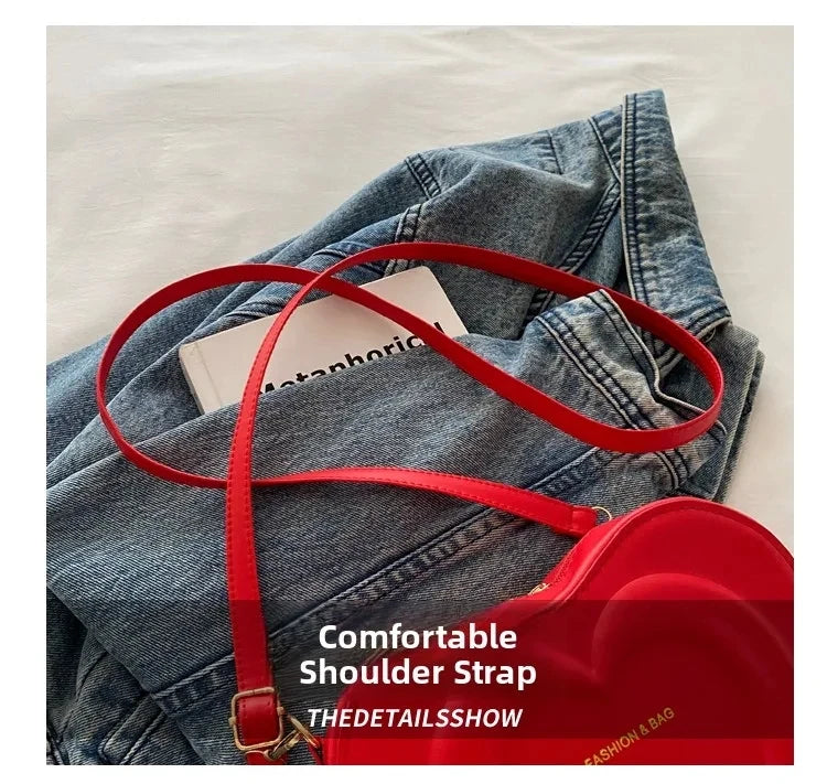 Fashion Heart Shape Crossbody Bags for Women Niche Design Solid Color Ladies Shoulder Bag Lightweight Female Love Handbags