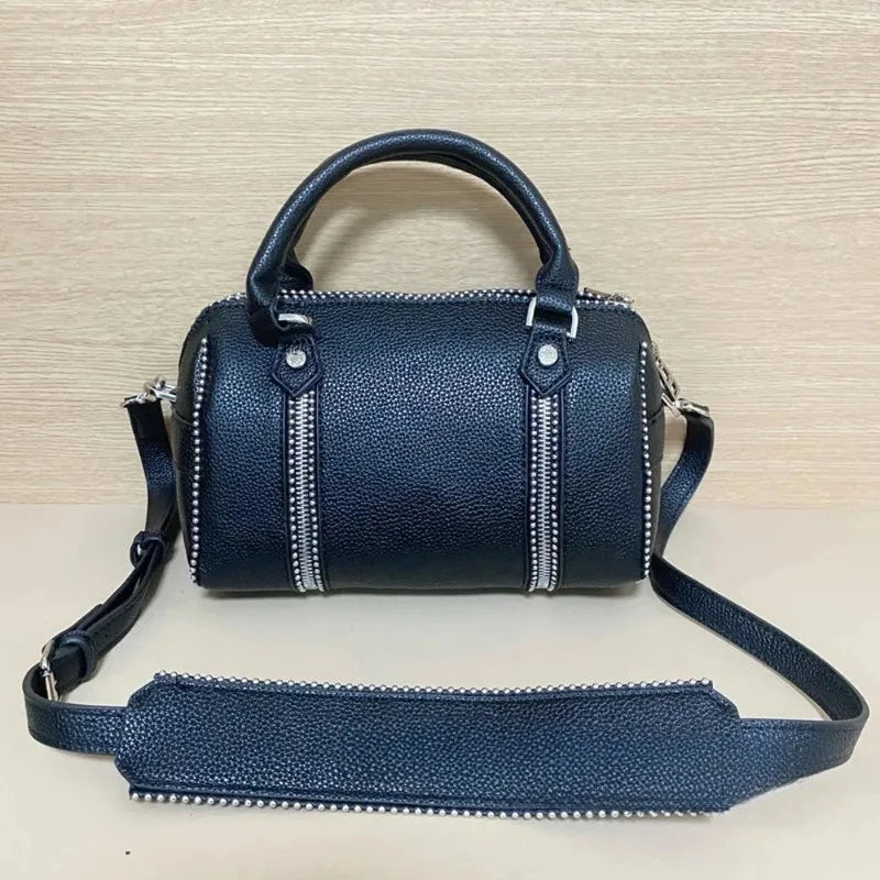 2026 New High-Quality Fashion Women's Shoulder Bag Black PU Leather Vintage Crossbody Bag Luxury Design Casual Handbag