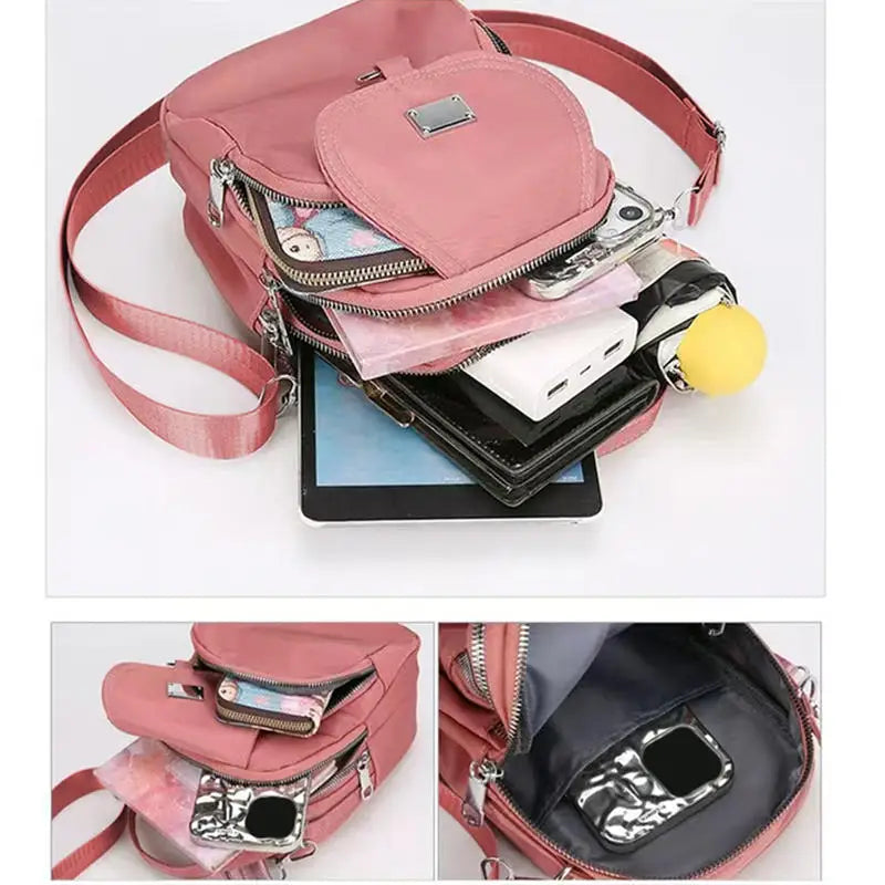 Fashion Simple Oxford Women's Crossbody Bag with Multiple Zipper Pockets Casual Mini Shoulder Bag with Chic Design for Daily Use