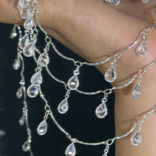 0.5/1/2M/lot Waterdrop-shaped Zircon Handmade Chain For DIY Bracelet Necklace Clothing Accessories And Hair Crown Chain Material