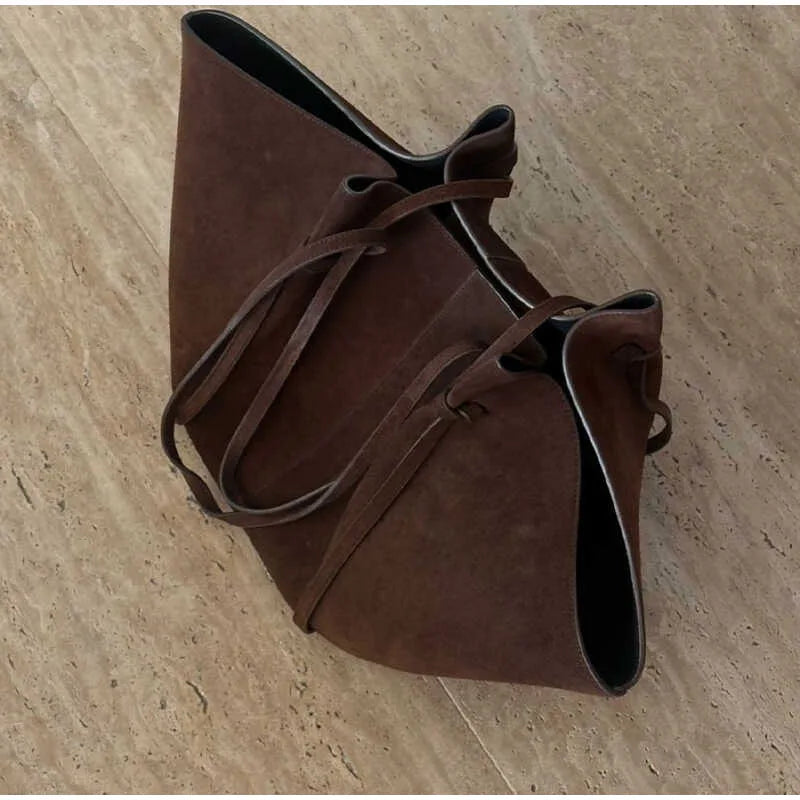 Luxury Faux Suede Women's Tote Bag Large Capacity Shoulder Bag Designer Handbag Wing-shaped Storage Bag Chic Frosted Shoppingbag