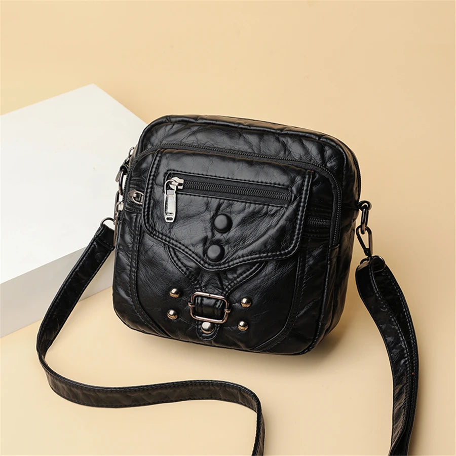 Many Pockets Shoulder Crossbody Bags for Women 2022 Brand Designr Soft Leather Handbags Leisure Style Ladies Messenger Bags Sac