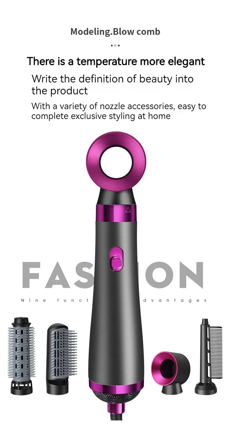 Five in one hair dryer hot air comb electric curly hair straightener negative ion hair dryer styling set 220V EU 110V US