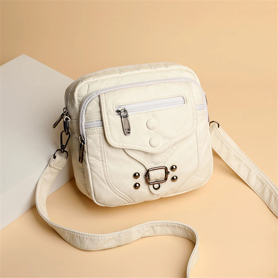 Many Pockets Shoulder Crossbody Bags for Women 2022 Brand Designr Soft Leather Handbags Leisure Style Ladies Messenger Bags Sac