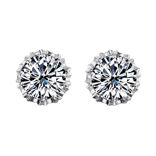 1 Pair Fashion Jewelry Crown Women Classic Shining Zircon Small Stud Earrings Silver Color Ears Stud For Men Crystal Earrings