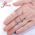 New 925 Sterling Silver Jewelry For Women Girls Lond Dangle Earrings Blue Clear Crystal Pendant Brincos Pendientes Gifts