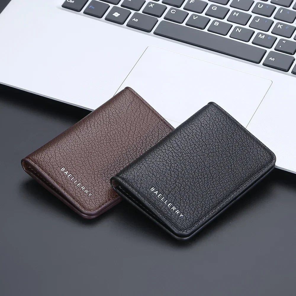 Men's Minimalist Leather Card Wallet Slim Thin Soft Purse Small Credit Card Holder Bank ID Mini Organizer for Men