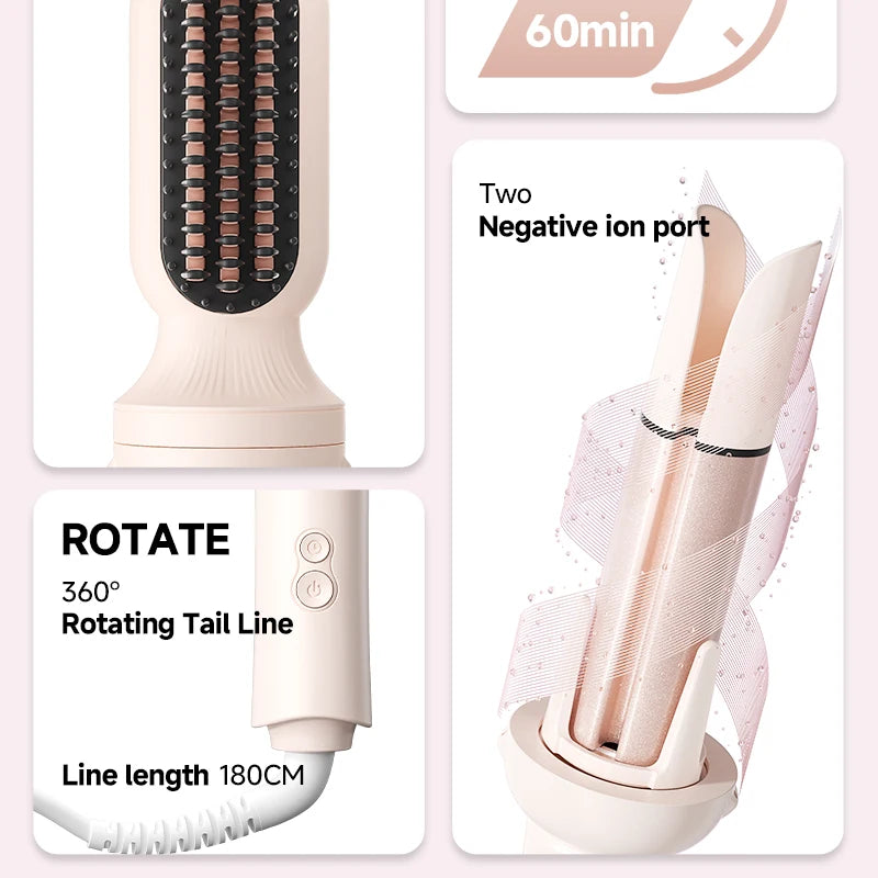 Automatic Hair Curler Negative Ion Ceramic Curling Iron - 40mm Large Wave Perm for Home Use, Lazy Person Electric Curling Wand