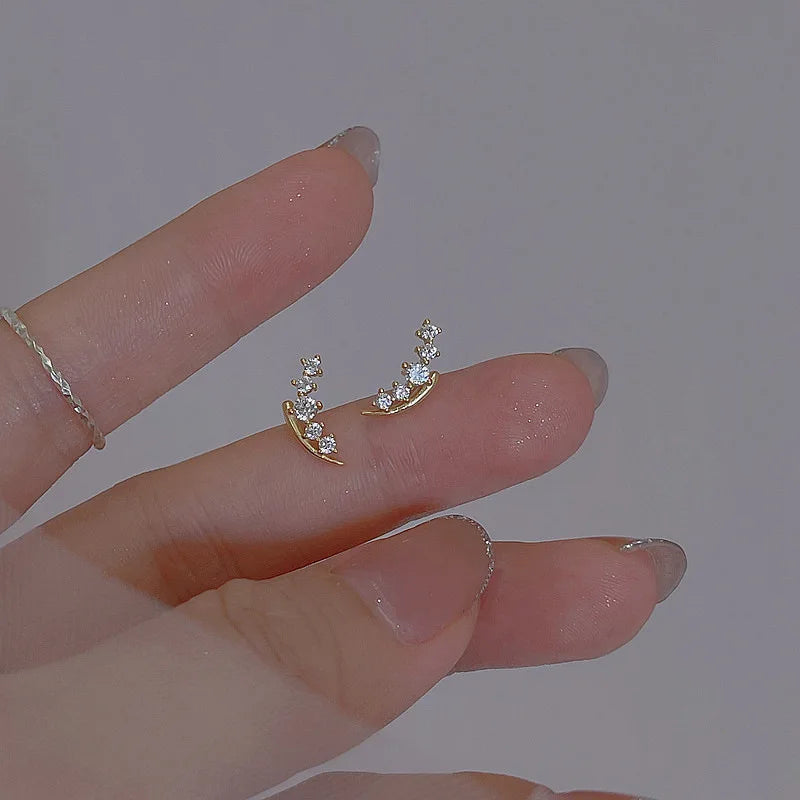 New Fashion Cute Zircon Star Stud Earrings For Women Exquisite Heart Sweet Ear Girlfriend Jewelry Accessories Gifts