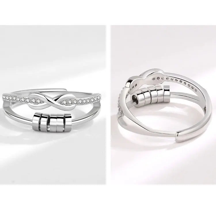 Luxury Infinite Love Adjustable Fidget Rings For Women Rotating Beads Crystal Anxiety Relief Spinning Ring Jewelry Anillos Mujer