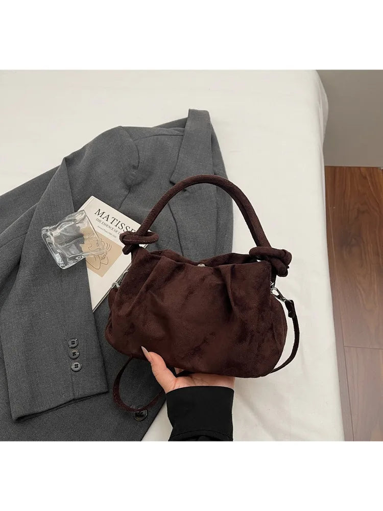 Suede Shoulder Bag Unique Niche Design Fashion Versatile Portable Messenger Bag