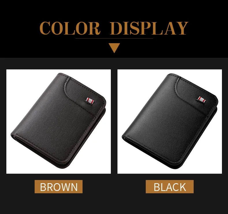 Minimalist PU Leather Retro Men's Wallet Black Coffee Ultra Thin Multiple Pockets Soft Two-Fold ID Card Holder Credit Card 2026