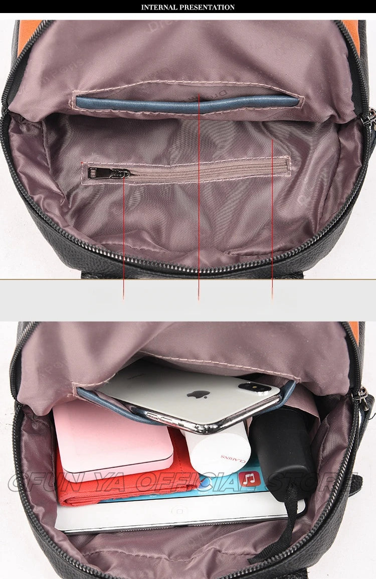 CFUN YA New Luxury Fashion Backpack For Women Real Leather Small Bagpack Anti-Theft Back Bag Mummy Causal Bags Mochilas Handbag