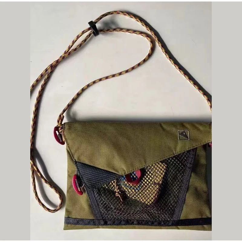 Ultra-Light Unisex Crossbody Shoulder Bag,Hollow Mesh Contrast Color Men Riding Travel Messenger Bag,Women Waterproof Sling Bag