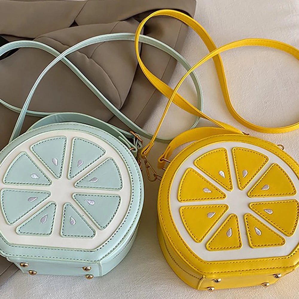 Creative Fruit Design Crossbody Bags for Women Phones Summer Cute Orange-Slices Shaped Circular Small Single Shoulder Bag 2025