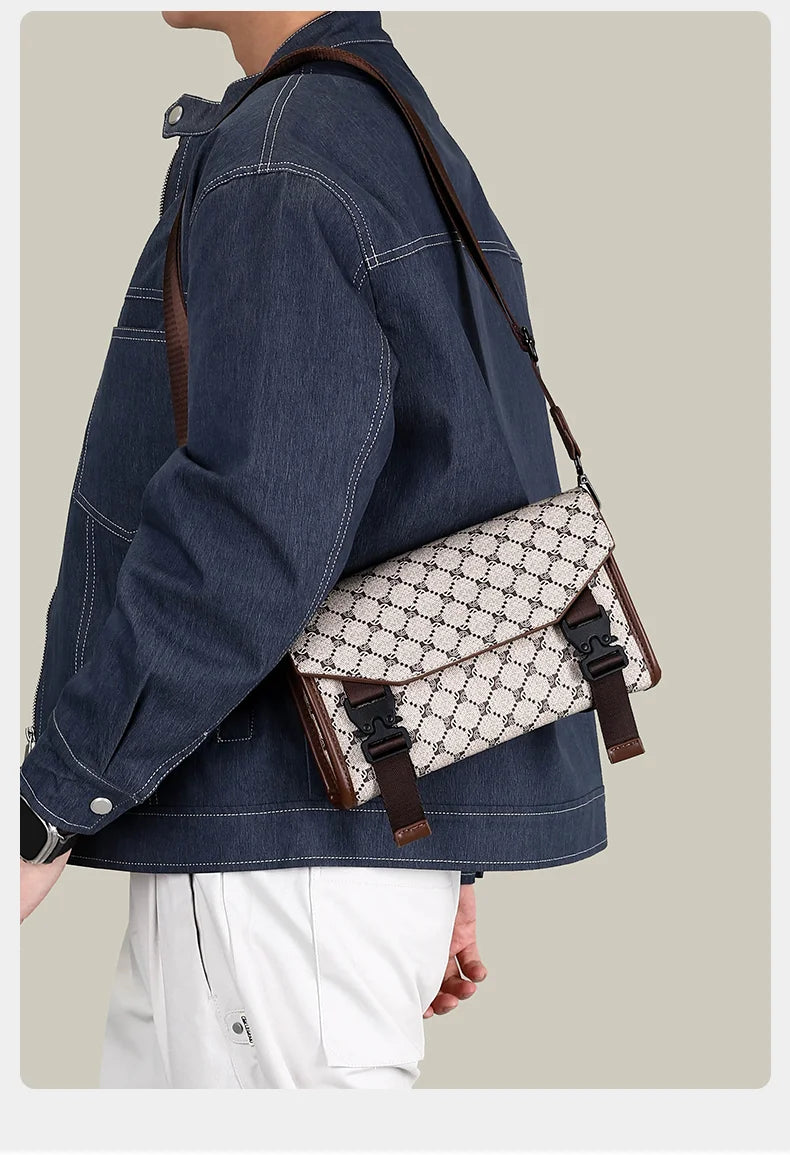 2026 New Design Shoulder Bag Men Crossbody Bag Fashion Business PU Leather Shoulder Bag Male Mobile Phone Bag Purses Handbags