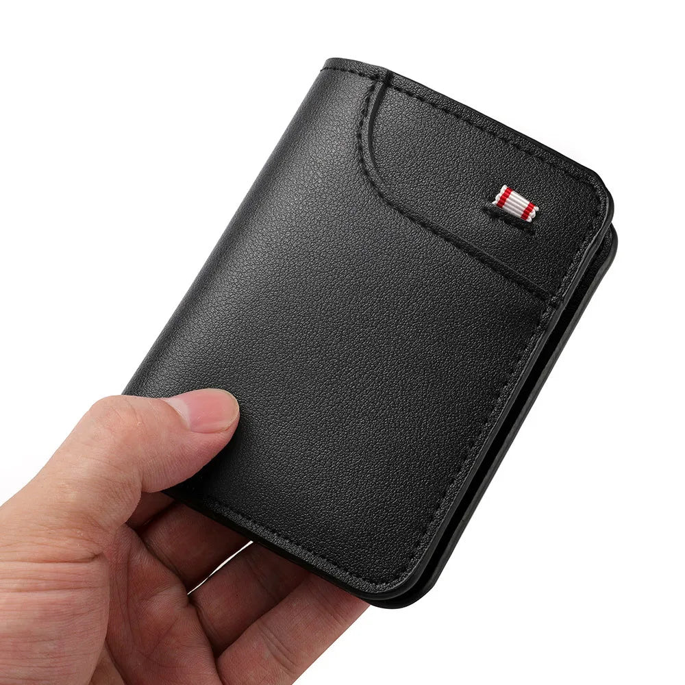 Minimalist PU Leather Retro Men's Wallet Black Coffee Ultra Thin Multiple Pockets Soft Two-Fold ID Card Holder Credit Card 2026