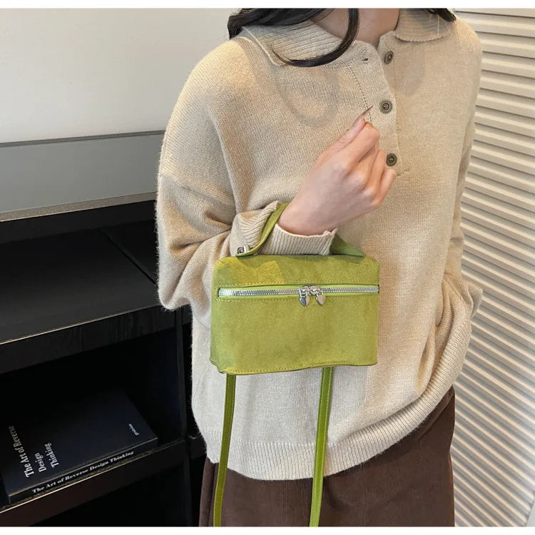 Autumn Winter Premium Suede Tote Bag Texture Simple and Versatile Crossbody Shoulder Bag Retro Vintage Stylish Lunch Box Bag